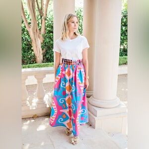 Sheridan French , Jenny Fancy Maxi Skirt in Bubblegum Sky, Medium, EUC